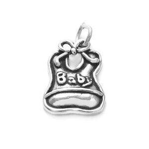 ADORABLE "BABY" BIB CHARM IN STERLING SILVER